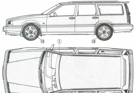 Volvo 850 Turbo Estate (1994) (Вольво 850 Турбо Эстейт (1994)) - чертежи (рисунки) автомобиля